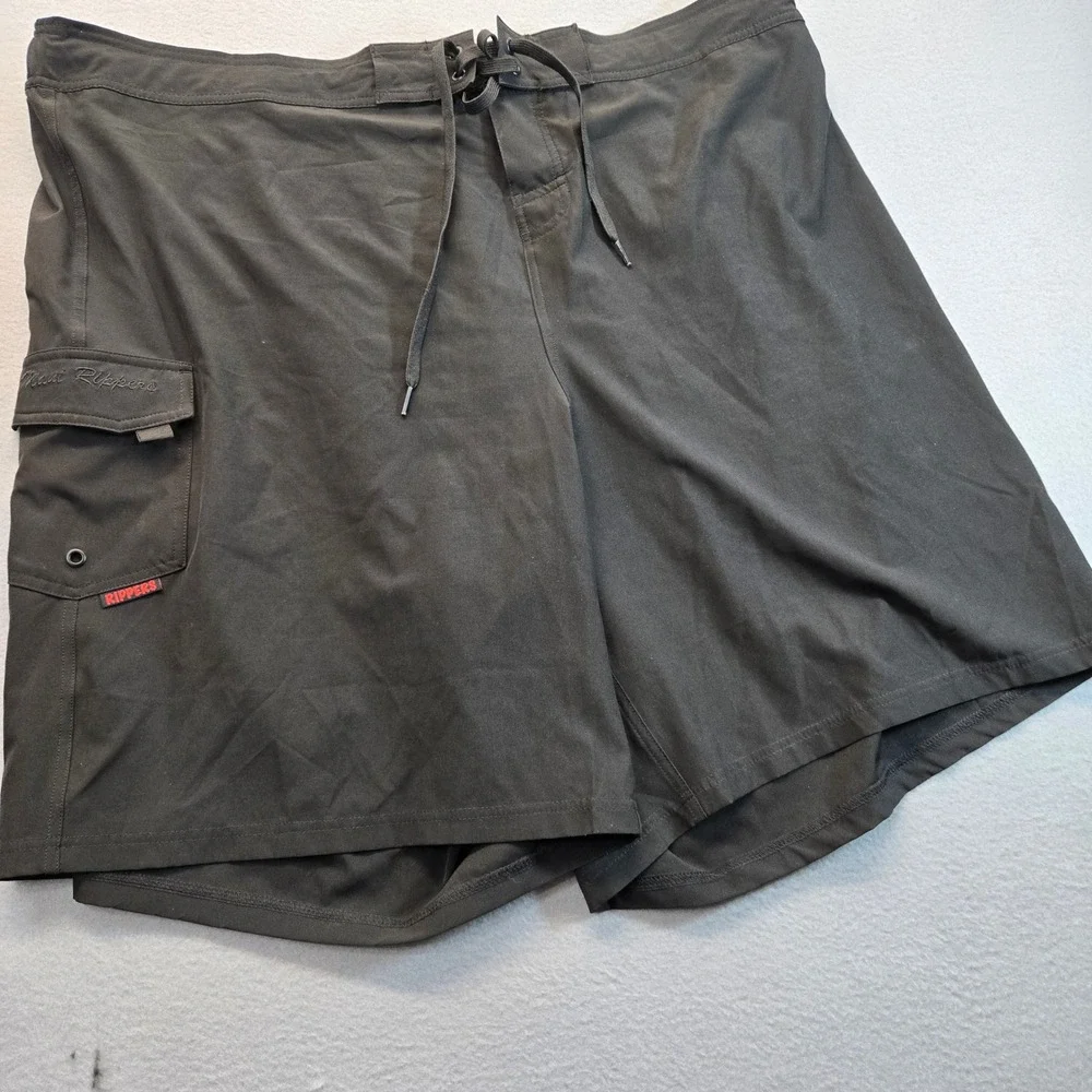 Maui Rippers Mens Black Board Shorts Swim Trunks Cargo Pocket Size 4X Stretch